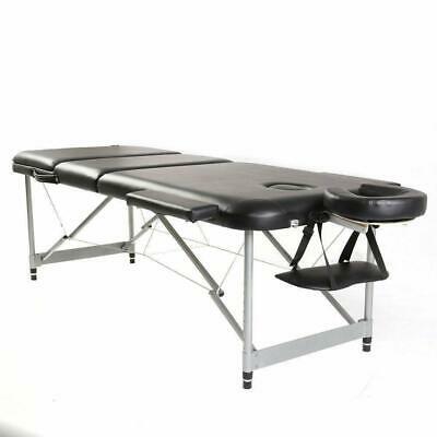 New Aluminum 3 Fold Massage Table Facial Spa Bed Tattoo W/free Carry Case Black
