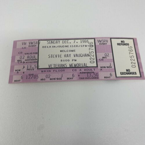 Stevie Ray Vaughn Full Concert Ticket Stub
