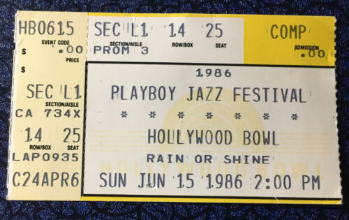 Playboy Jazz Festival Concert Ticket Stub 6-15-86 Stevie Ray Vaughan