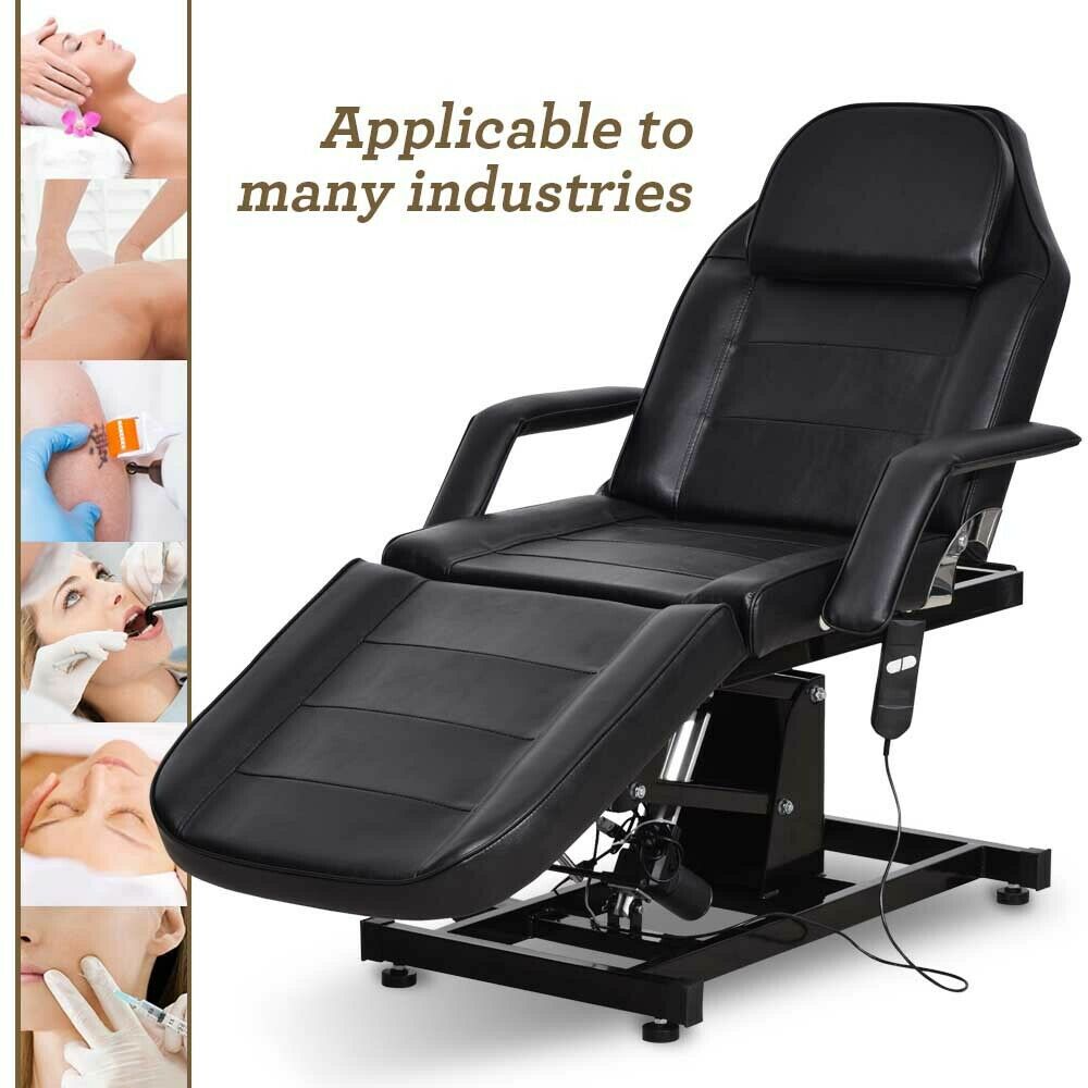 Electric Hydraulic Massage Table Spa Salon Tattoo Bed Barber Chair Black