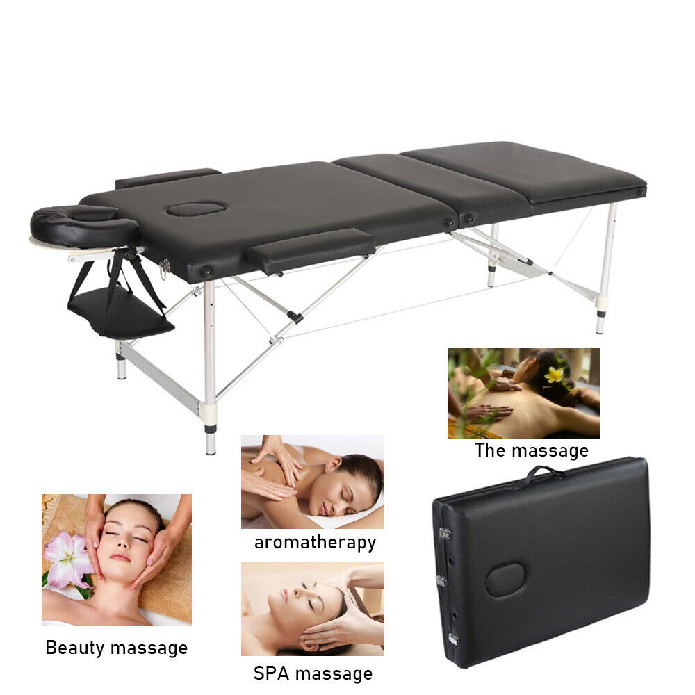84''l Aluminium Massage Table 3 Fold Adjustable Portable Spa Beauty Bed Salon