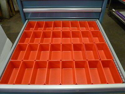 32- 3"x6"x3" Deep Red Plastic Boxes Fit Lista Vidmar Toolbox Organizers Dividers