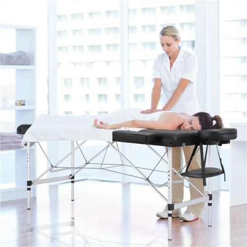 Aluminum Adjustable Massage Table Portable Folding Salon Bed Spa Table Black